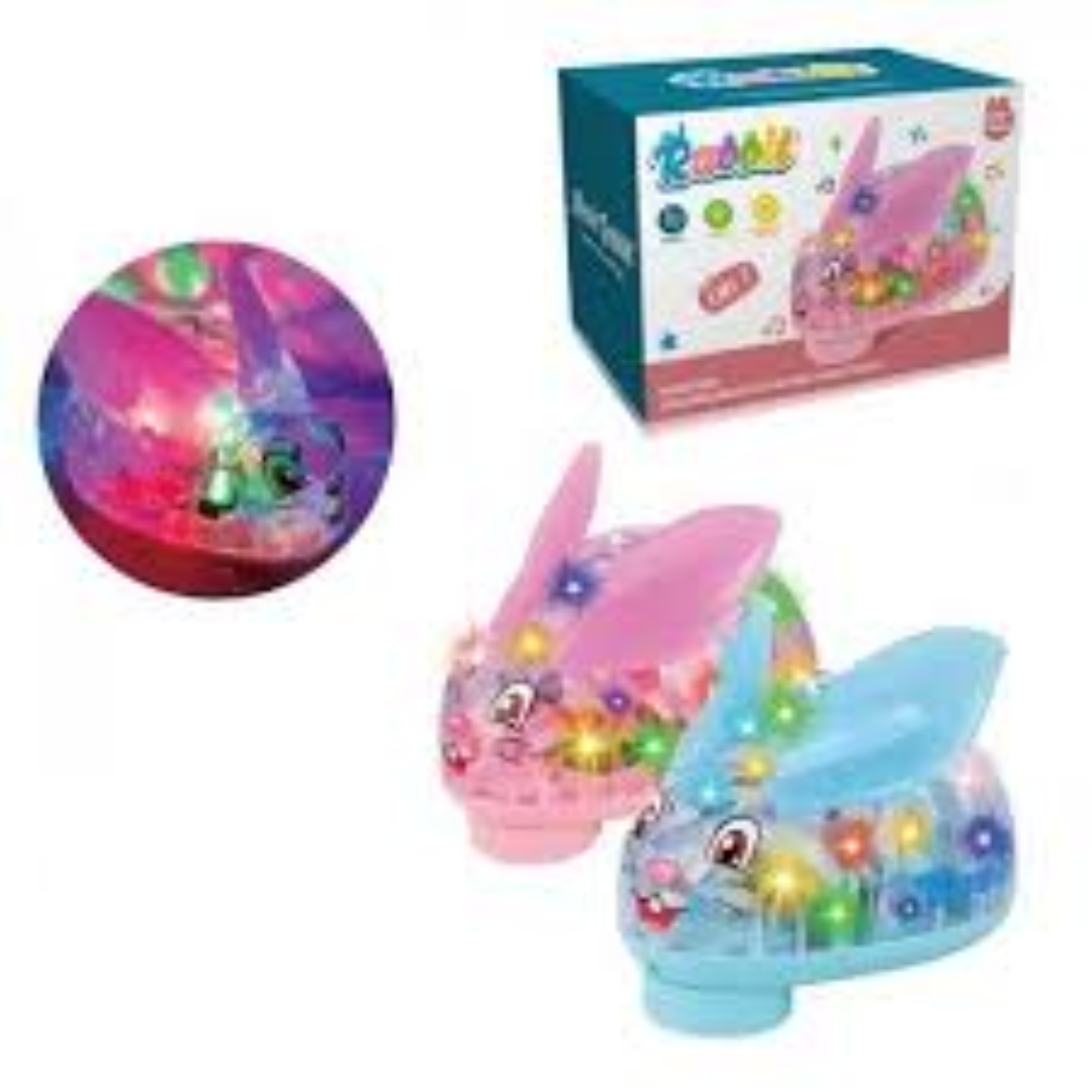 Rabbit toy featuring transparent and colorful light